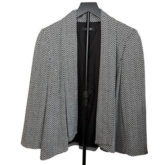 Nine West women’s open blazer. Size 8. Herringbone black white. Workwear. - Picture 1 of 7